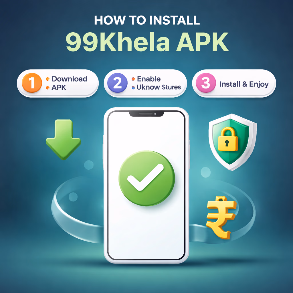 Happy Bangladeshi user setting up the 99Khela app on a smartphone in a bright and modern living room environment